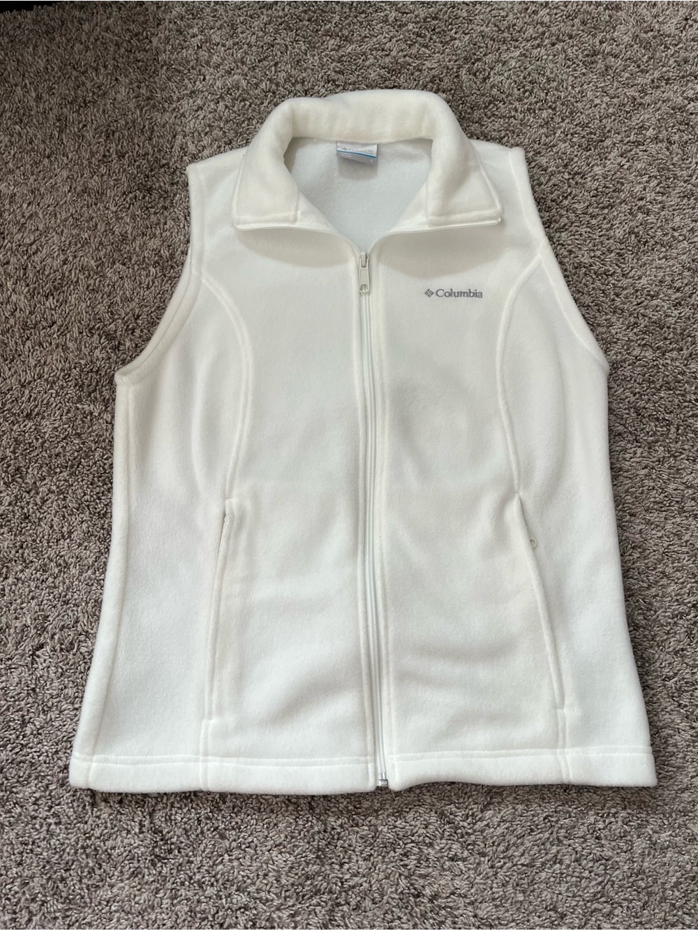Women’s Columbia White Benton Springs Fleece Zip-Up Vest Size Small